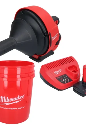 Appareil de nettoyage de tuyaux sur batterie Milwaukee M12 BDC6-601C 12 V + 1x batterie 6,0 Ah + chargeur + spirale + seau Solde