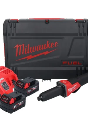Meuleuse droite à batterie Milwaukee M18 FDGROVPDB-502X 18 V brushless + 2x batteries 5,0 Ah + chargeur + boîtier HD Quantité Limitée