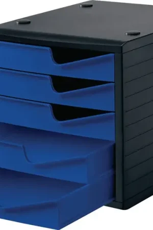 Soldes Boîte de rangement styro ( 9000493477 ) 5 tiroirs noir/bleu
