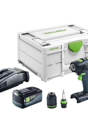 Festool T 18+3 Basic Perceuse-visseuse sans fil 18 V 50 Nm Brushless + 1x batterie 5,0 Ah + chargeur rapide + Systainer Dernière Chance