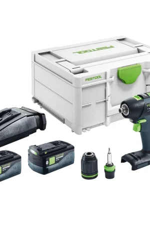 Prix Bas Festool T 18+3 Basic Perceuse-visseuse sans fil 18 V 50 Nm Brushless + 2x batterie 5,0 Ah + chargeur + Systainer