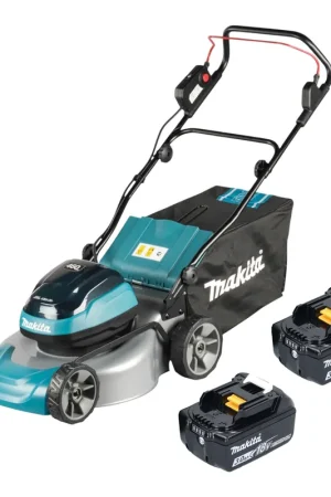 Super Prix Tondeuse à gazon sans fil Makita DLM 466 F2 36 V (2x 18 V) 46 cm sans balais + 2 batteries 3,0 Ah - sans chargeur