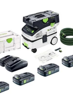 Festool CTLC MINI I-Basic aspirateur sans fil 36 V ( 2x 18 V ) classe de poussière L + 4x batterie 4,0 Ah + chargeur + Systainer Haute Qualité