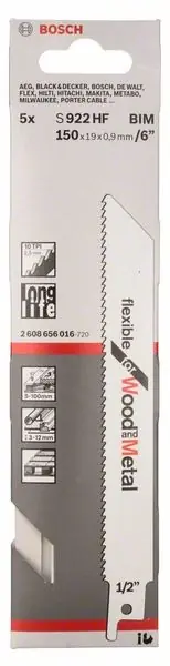 BOSCH Lame de scie sabre S 922 HF longueur 150 mm largeur 19 mm ( 4000837544 ) Populaire