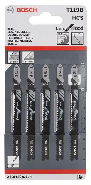 Achetez Aujourd'hui BOSCH Stichsägeblatt T 119 B Basic for Wood L.92mm Zahnteilung 1,9-2,3mm ( 4000837565 )