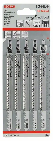 Jusqu'à Épuisement Des Stocks BOSCH Lame de scie sauteuse T 344 DF Speed for Hard Wood L.152mm Zahnteilung 4mm ( 4000837569 )