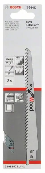 Meilleur Prix Lame de scie alternative BOSCH S 644 D longueur 150 mm largeur 19 mm (4000837585)