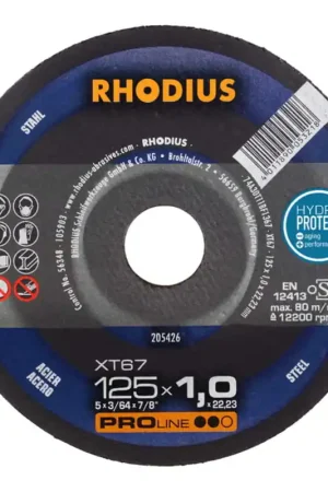 Quantité Limitée RHODIUS Disque à tronçonner XT67 d.125x1 mm super fin droit ( 4000841258 )