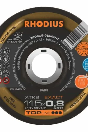 Prix Réduit RHODIUS Disque à tronçonner XTK8 d.115x0,8 mm courbé ( 4000841290 )
