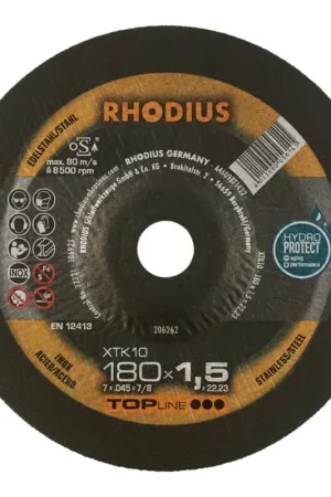 Dernier Modèle RHODIUS Disque à tronçonner INOX Ø 180 x 1,5mm contrecoudé ( 4000841296 )