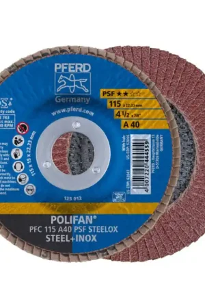 Haute Qualité PFERD Disque à lamelles POLIFAN A PSF STEELOX D. 115 mm granulation A-40 conique ( 4000842590 )