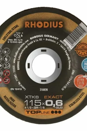 Livraison Express RHODIUS Disque à tronçonner XTK6 EXACT D125x0,6mm droit ( 4000843182 )