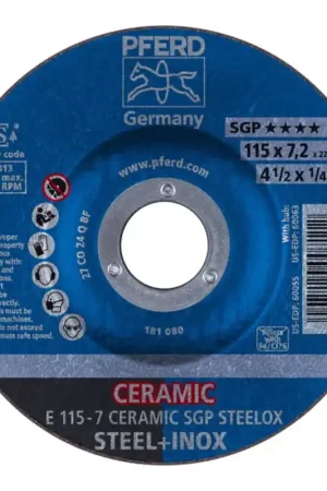 PFERD Meule à ébarber CERAMIC SGP STEELOX D115xép.7 mm ( 4000843236 ) Offre Limitée