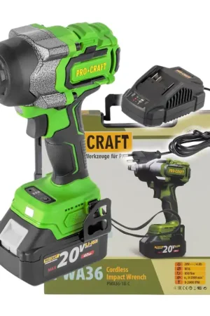 Achetez Aujourd'hui Procraft PWA36-1B-C Clé à choc 20 V 850 Nm 1/2" Brushless + 1x batterie 4,0 Ah + chargeur + coffret