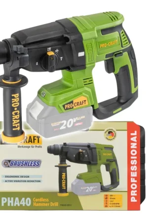 Procraft PHA40bb-c Marteau perforateur sans fil 20 V 2,6 J SDS plus Brushless + coffret - sans batterie, sans chargeur Paiement Sécurisé