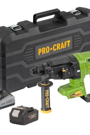 Procraft PHA40bb-c Marteau perforateur sans fil 20 V 2,6 J SDS plus Brushless + 1x batterie 4,0 Ah + chargeur + coffret Paiement Sécurisé