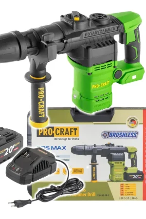 Top Vente Procraft PHA50-1B-C Marteau perforateur sans fil 20 V 7 J SDS max Brushless + 1x batterie 8,0 Ah + chargeur + coffret