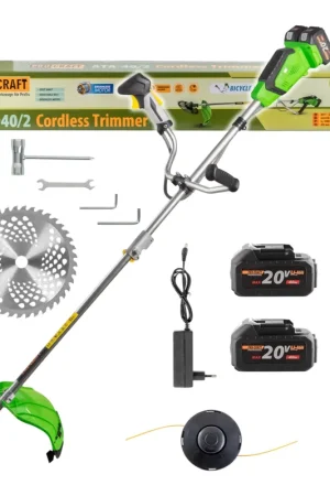 Prix Promo Procraft ATA-40/2 Débroussailleuse sans fil 40 V ( 2x 20 V ) 220 mm Brushless + 2x batterie 4,0 Ah + chargeur