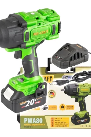 Meilleure Vente Procraft PWA80-1B-C Clé à choc sans fil 20 V 1600 Nm 1/2" Brushless + 1x batterie 4,0 Ah + chargeur + coffret