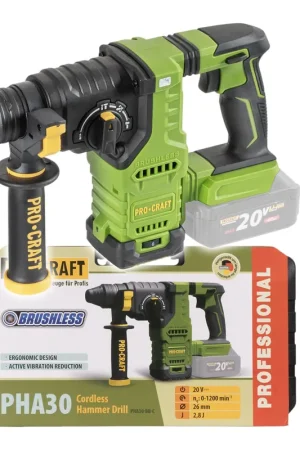 Procraft PHA30-bb-c Marteau perforateur sans fil 20 V 2,8 J SDS plus Brushless + coffret - sans batterie, sans chargeur Prix Réduit