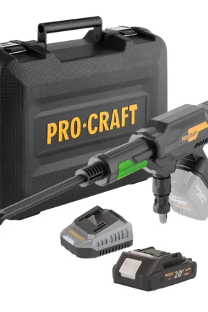 Procraft CW20bb Nettoyeur haute pression sur batterie 20 V 30 bar 180 l/h Brushless + 1x batterie 2,0 Ah + chargeur + coffret Petit Prix
