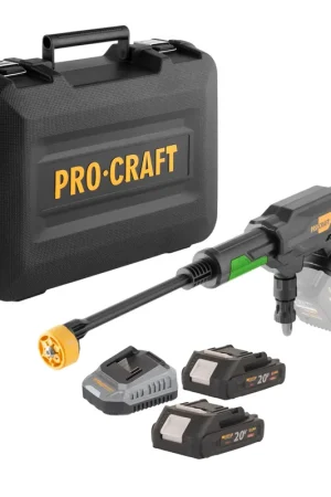 Procraft CW20bb Nettoyeur haute pression sur batterie 20 V 30 bar 180 l/h Brushless + 2x batterie 2,0 Ah + chargeur + mallette Offre Limitée