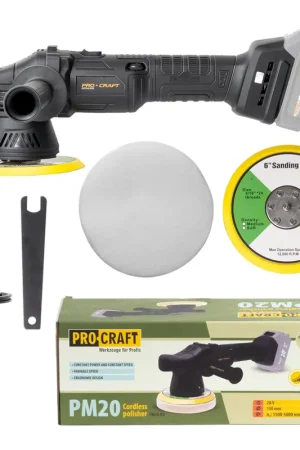 Offre Du Jour Procraft PM20bb Polisseuse sans fil 20 V 150 mm Solo - sans batterie, sans chargeur
