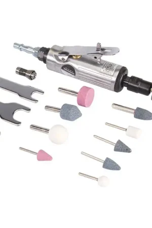 MINI MEULEUSE AIR COMPRIME PNEUMATIQUE ET ACCESSOIRES 1/4 ET 3/8 - 15 pièces Promotion