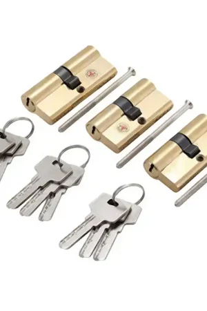 3 BARILLETS CYLINDRES DE SERRURE EN LAITON AVEC 9 CLES Offre Du Jour