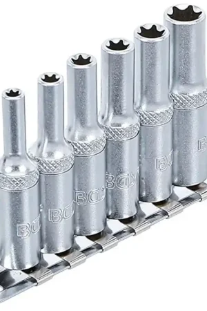 JEU 6 DOUILLES EXTRA LONGUES CARRE 1/4 PROFIL TORX E BGS DE E4 à E10 Commander Vite