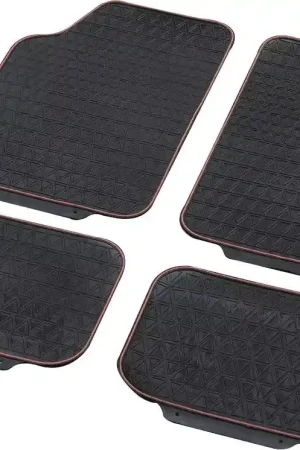 Promotion Tapis de voiture caoutchouc avec liseré rouge - 4 pièces